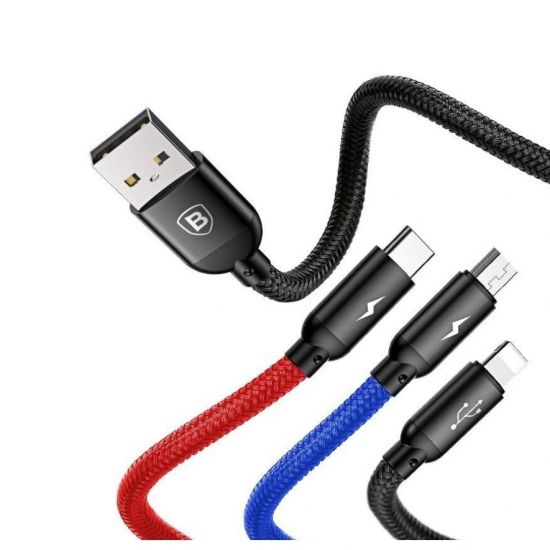 Kabl 3u1 USB - USB C Lightning micro USB 3.5A